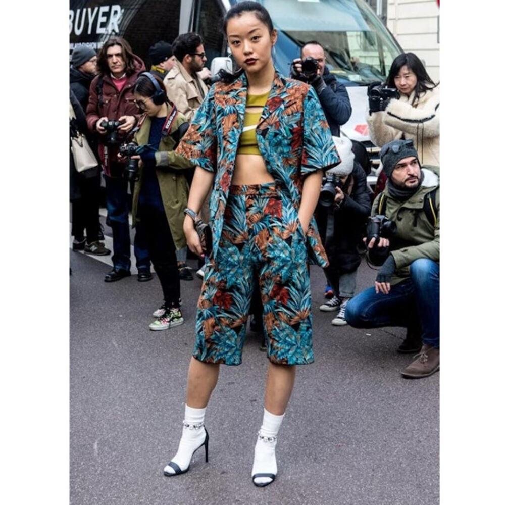 Salvatore Ferragamo Azure Floral Short Sleeve Mohair Blend Blazer Jacket Shirt - Picture 5 of 14